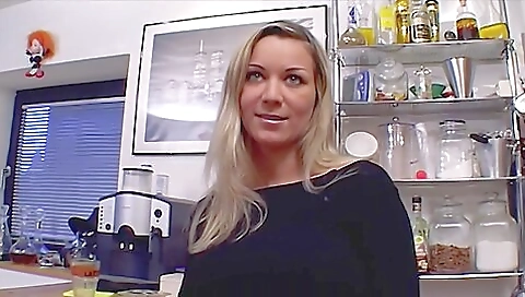 German Blonde With Big Breasts Took Off Her Clothes And